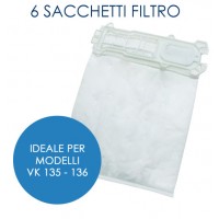 Sei sacchetti filtro per Vk 135/136 