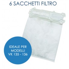 Sei sacchetti filtro per Vk 135/136 